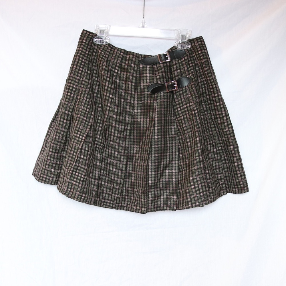 Vintage Plaid Skirt with Buckle